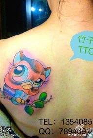 Shoulder color cartoon owl tattoo pattern