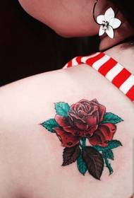 Beauty shoulders beautiful fashion good-looking rose tattoo pattern pictures