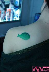 Scented shoulder cute green little whale tattoo picture