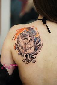 Beauty cute cat portrait shoulder tattoo picture