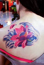 Fragrant shoulder color lotus tattoo pattern picture