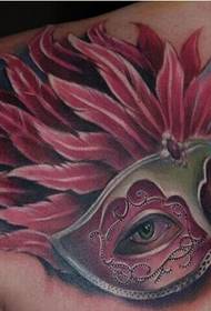 Personality shoulder beautiful color mask tattoo pattern picture