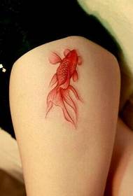 Shoulder realistic 3D red goldfish tattoo picture