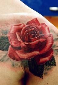 Boys shoulder fashion realistic rose tattoo picture