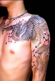 Personality fashion male shawl nice phoenix cherry tattoo picture