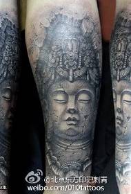 Ground crack style black gray Buddha tattoo pattern