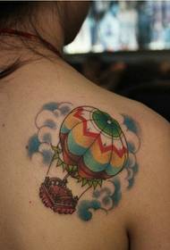 Female shoulders beautiful looking colorful hot air balloon tattoo picture