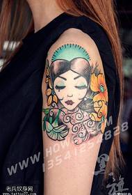 Painted geisha tattoo pattern