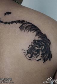 Ink down mountain tiger tattoo pattern