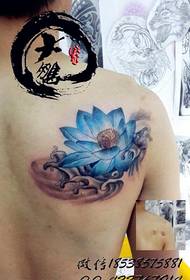 Back shoulder color lotus tattoo