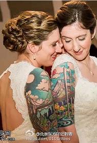 European and American style, sisters, deep and beautiful tattoo pattern
