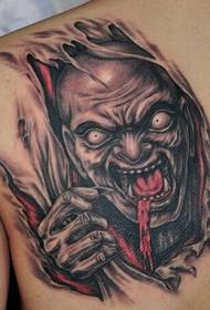 Boys shoulders fierce and torn skin demon tattoo picture