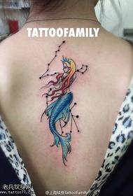 Modello di tatuaggio di sirena bellissima