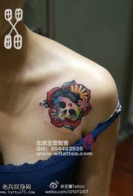 Motif de tatouage crâne coloré