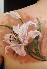 Beauty shoulders beautiful looking colorful lily tattoo picture