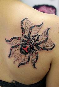 Beautiful and stylish colorful little spider picture on the back of the girl