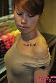 Small fresh shoulders English diamond tattoo pictures