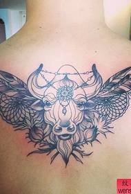 Tattoo show, recommend a sheep head wings tattoo pattern