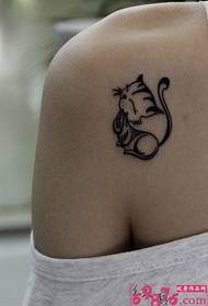 Shoulder cute cat personality tattoo