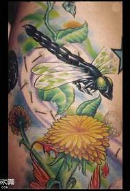 dragonfly flower tattoo pattern