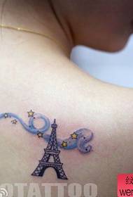 Female shoulders a popular Paris Eiffel Tower tattoo pattern