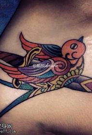 Female shoulder color swallow tattoo picture