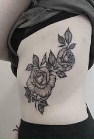 literary flower tattoo girl side waist above art flower tattoo beautiful picture