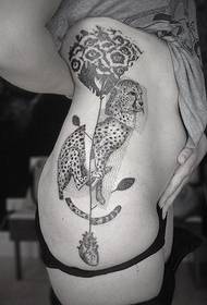 side waist thorn tattoo personality leopard tattoo pattern