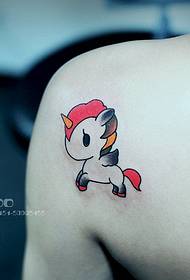 Tattoo show, recommend a woman's shoulder color unicorn tattoo pattern