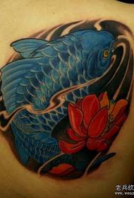 Gizona tatuaje eredua: sorbalda koloreko txipiroiak lotus tatuaje eredua