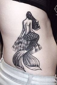 side waist mermaid back shadow point tattoo tattoo pattern