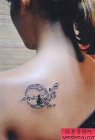 Tillbaka tatuering mönster: skönhet tillbaka ängel totem månen tatuering mönster bild (klassisk)