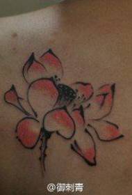 Girls shoulders popular beautiful freehand lotus tattoo pattern