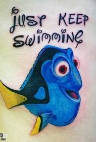 patrón de tatuaje de pescado azul de cintura