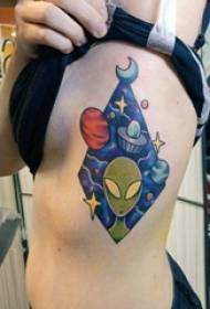 Side waist tattoo picture girl side waist on planet and alien tattoo picture