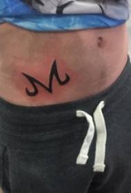 struk pismo tetovaža muški bočni struk na crnoj slici jednostavne crte slova tetovaža