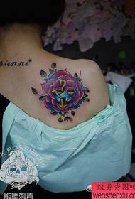 Girls shoulders beautiful pop anchor rose tattoo pattern
