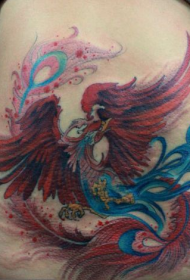kecantikan pinggang warna yang indah pola tato phoenix