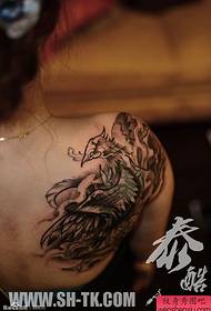Woman good looking shoulder phoenix tattoo pattern