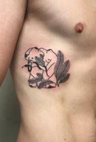 Tattoo bočni struk muški dječak bočni struk kamen i biljka slika tetovaža