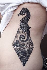 side waist hippocampus point geometric sea world tattoo pattern
