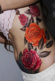 talie frumusețe model de tatuaj trandafir frumos