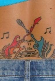 girl's back waist Guitar tattoo jitaciqing picture appreciation