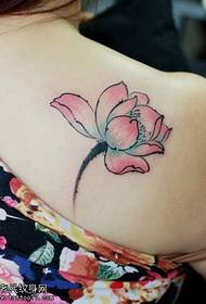 a female shoulder color lotus tattoo pattern