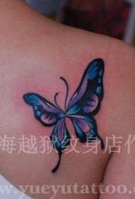 어깨에 작고 신선하고 화려한 나비 문신 패턴