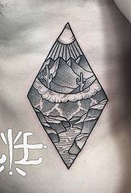 side rib geometry landscape tattoo tattoo pattern