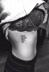 LOVE, side waist English alphabet tattoo pattern