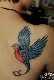 A beautiful shoulder color bird tattoo pattern