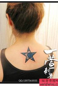 Patró de tatuatge de lluna de Pentagrama: esquena tatuatge de patró de lluna de Pentagram