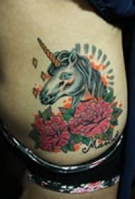 Animal coloring, waist tattoo